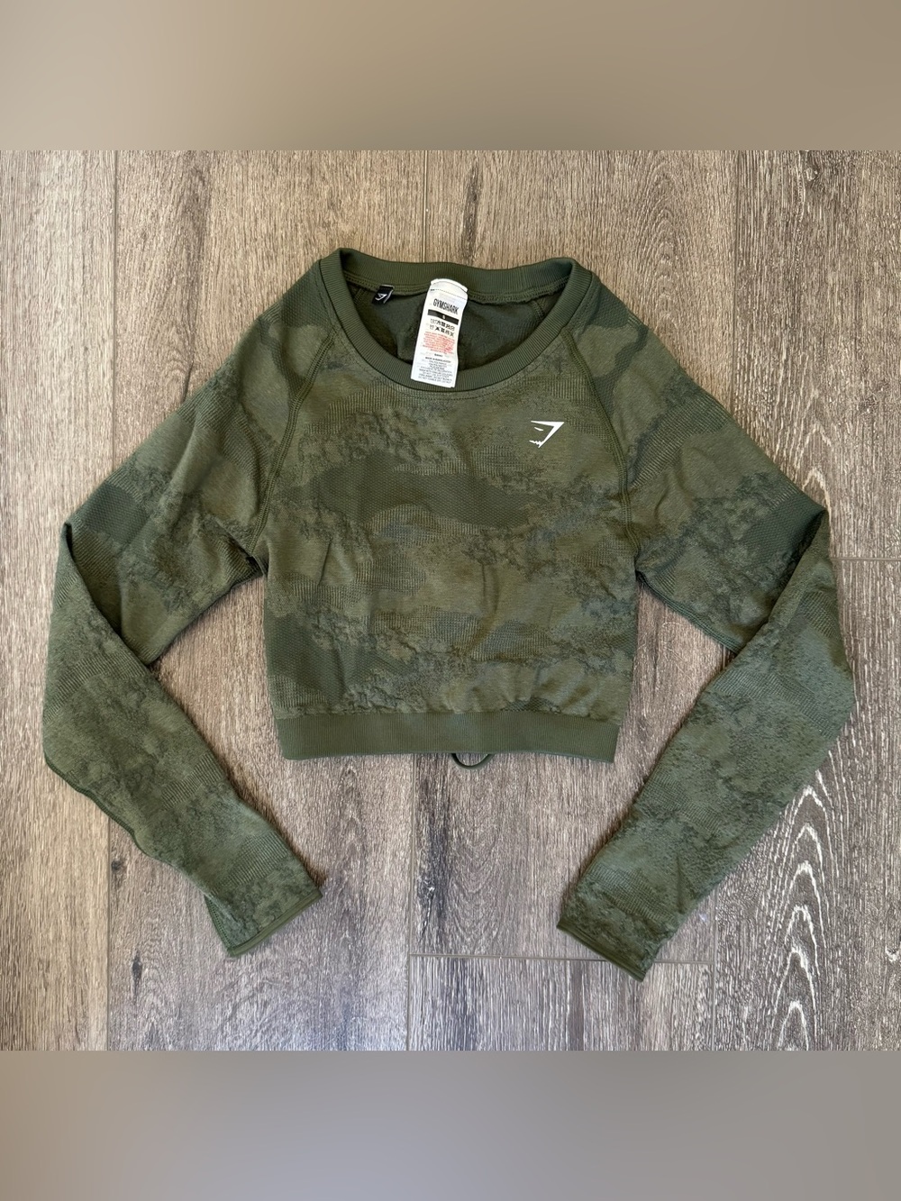 Gymshark Adapt Camo Seamless Lace Back Crop Top Long sleeve